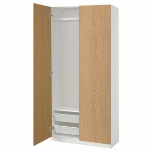 Шкаф для одежды PAX / STORKLINTA, комбинированный, эффект белого/дуба, 100x38x201 см