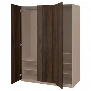 PAX / STORKLINTA, комбинированный шкаф, серо-бежевый/темно-коричневый с эффектом мореного дуба, 150x60x201 см