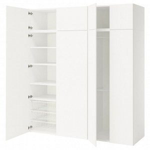 PLATSA, шкаф-купе с 8 дверцами, белый/Fonnes white, 200x57x221 см