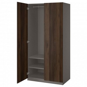 PAX / STORKLINTA, комбинированный шкаф, эффект темно-серого /темно-коричневого мореного дуба, 100x60x201 см