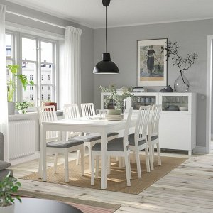 ЭКЕДАЛЕН / EKEDALEN, стол и 6 стульев, белый белый/Orrsta светло-серый, 120/180 см