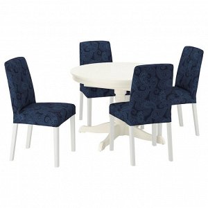 INGATORP / BERGMUND, стол и 4 стула, белый/white Kvillsfors, темно-синий/blue, 110/155 см