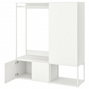 PLATSA, шкаф-купе с 3 дверцами, белый/Fonnes white, 140x42x161 см