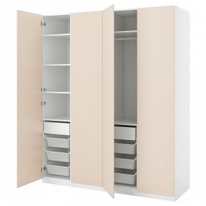 Шкаф для одежды PAX / REINSVOLL, комбинированный, белый /серо-бежевый, 200x60x236 см