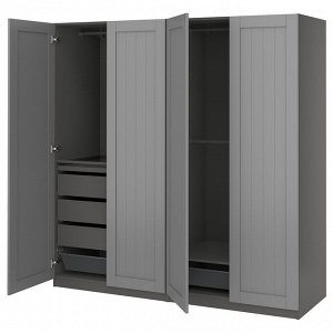 PAX / GULLABERG, комбинированный шкаф для одежды, темно-серый /grey, 200x60x201 см