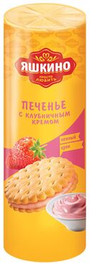 «Яшкино», печенье-сэндвич с клубничным кремом, затяжное, 182 г