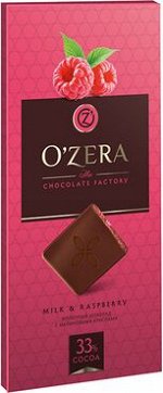 «OZera», шоколад молочный с кусочками малины Milk &amp; Raspberry, 100 г