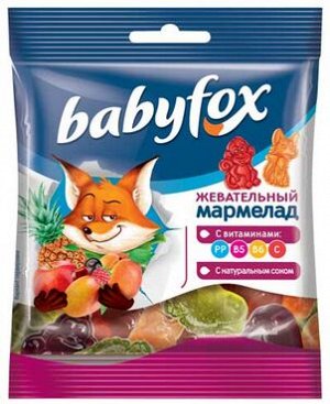 «BabyFox», мармелад жевательный с соком ягод и фруктов, 30 г