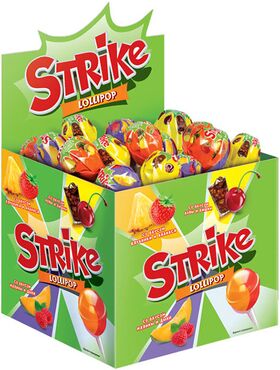 Карамель на палочке Strike с двойными вкусами, 11 г (упаковка 50 шт.)