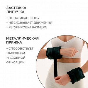 Утяжелители текстильные для ног и рук 2 шт. по 2х500 г, черные