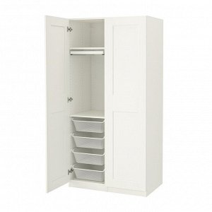 PAX / GRIMO, комбинированный шкаф для одежды, белый /white, 100x60x201 см