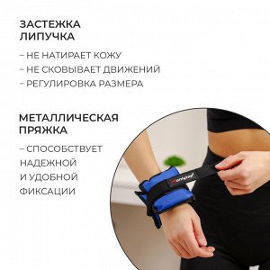 Утяжелители текстильные для ног и рук 2 шт. по 500 г, синие