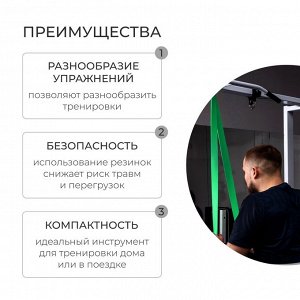 Эспандер ленточный, 208х1.3х0.5 см, 2-15 кг, зелёный