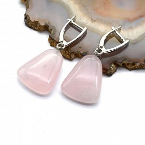 Серьги Колокольчики 17*20мм из розового кварца, 8,5г