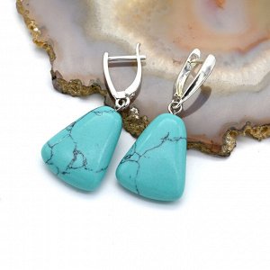 Серьги Колокольчики 17*20мм из бирюзы имитация, 6,5г