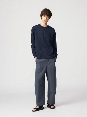 UNIQLO U - хлопковая кофта AIRism с круглым вырезом - 58 DARKGREEN