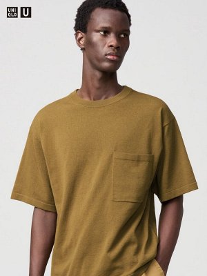 UNIQLO U - футболка унисекс с передним карманом - 35 BROWN