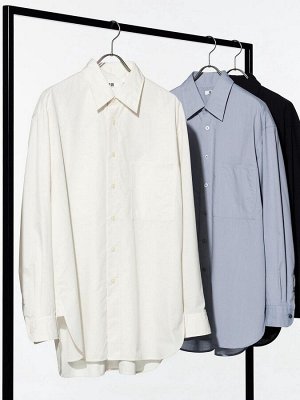 UNIQLO U - удлинённая рубашка свободного кроя с длинными рукавами - 30 NATURAL