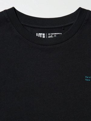 UNIQLO Cat Photograph UT - футболка расслабленного силуэта - 09 BLACK