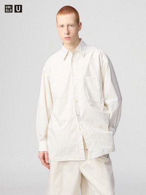 UNIQLO U - удлинённая рубашка свободного кроя с длинными рукавами - 30 NATURAL