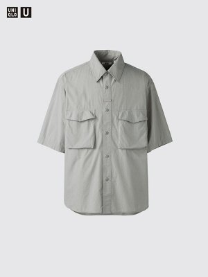 UNIQLO U - свободная рубашка с коротким рукавом и внешними карманами - 09 BLACK