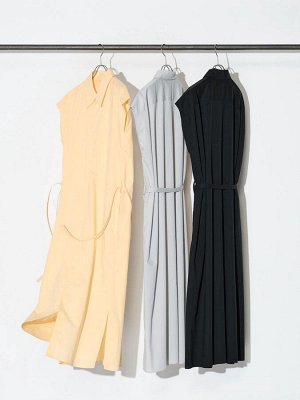 UNIQLO U - хлопковое платье-рубашка без рукавов - 02 LIGHTGRAY