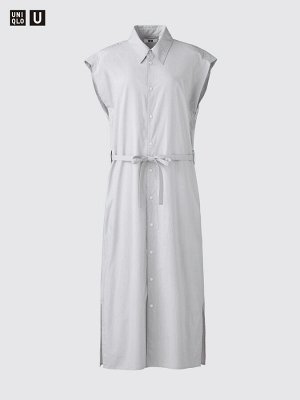 UNIQLO U - хлопковое платье-рубашка без рукавов - 20 LIGHTORANGE