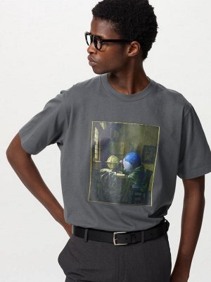 UNIQLO - футболка Doraemon & Louvre museum - 07 GRAY