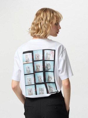 UNIQLO Cat Photograph UT - футболка расслабленного силуэта - 00 WHITE