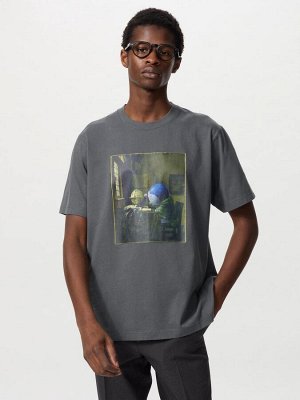 UNIQLO - футболка Doraemon & Louvre museum - 07 GRAY