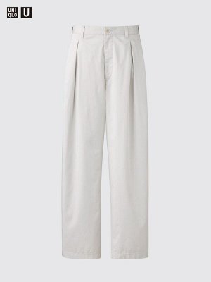 UNIQLO U - свободные брюки из легкого хлопка - 02 LIGHTGRAY
