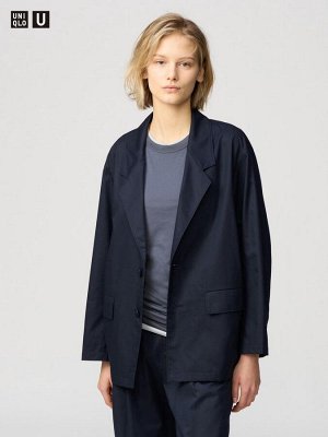 UNIQLO U - оверсайз пиджак из хлопковой смеси - 08 DARKGRAY