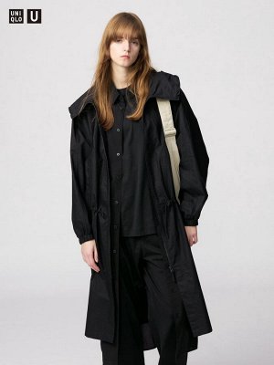 UNIQLO U - хлопковое пальто свободного кроя с капюшоном - 09 BLACK