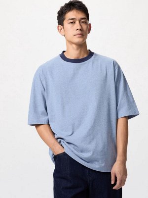 UNIQLO - оверсайз футболка Ringer из хлопка - 64 BLUE