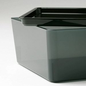 KUGGIS, Коробка с крышкой, прозрачно-черная, 18х26х8 см