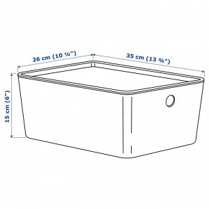 KUGGIS, Коробка с крышкой, прозрачно-черная, 26х35х15 см