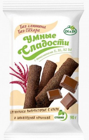Батончики "УмСладости" амарант с какао и шоколадной начинкой 90г