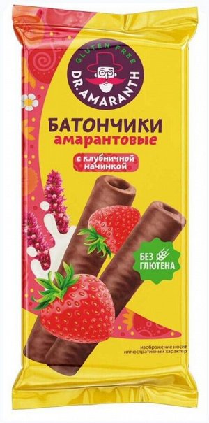 Батончики амарантовые в глазури клубника Dr. Amaranth 19г (Упаковка 20 шт)