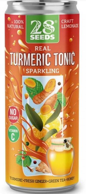 Напиток куркуминный тоник "Turmeric tonic" среднегаз. с соком, ж/б 330мл