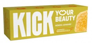 Батончик "KICK beauty" кокос-ананас, коллаген и витамины без сахара 38г (Упаковка 10 шт)
