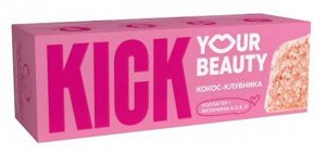 Батончик "KICK beauty" кокос-клубника, коллагени витамины без сахара 38г (Упаковка 10 шт)