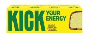 Батончик "KICK energy" кокос с лимоном и имбирем 45 (Упаковка 10 шт)