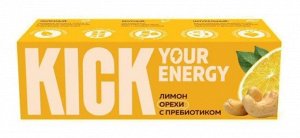 Батончик "KICK energy" лимон, орех, пребиотики 35г (Упаковка 10 шт)