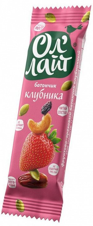 Батончик фруктово-ореховый ОлЛайт клубничный 30г (Упаковка 25 шт)