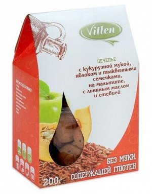 Печенье рисовое с кукурузной мукой, тыкв семечками и яблоком Vitlen 200г