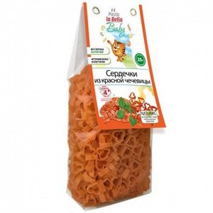 Макароны Сердечки из красной чечевицы 250г