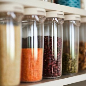 IKEA 365+, Банка для сухих продуктов с крышкой, прозрачная/белая, 1,3 л