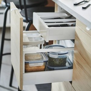 IKEA 365+, Банка для сухих продуктов с крышкой, прозрачная/белая, 1,3 л