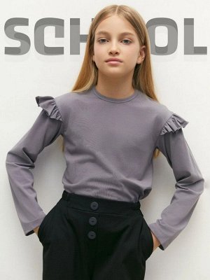 Лонгслив детский с рюшами на рукавах Amarobaby Ruffle, цвет серый