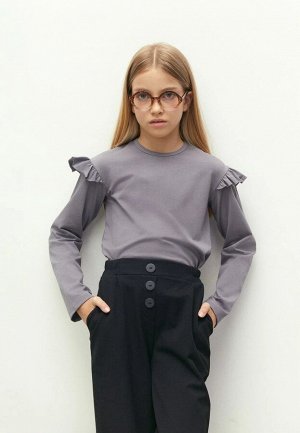 Лонгслив детский с рюшами на рукавах Amarobaby Ruffle, цвет серый